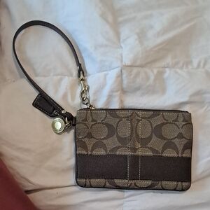 Brown Wristlet with Signature Pattern